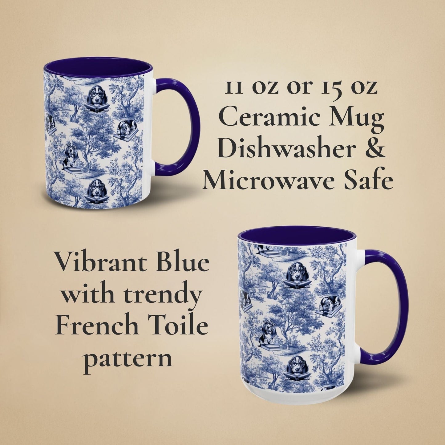Basset Hound Toile Mug - Reading Books