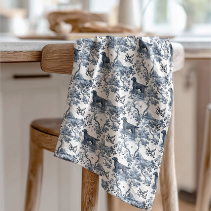 Flat-Coated Retriever Cotton Tea Towels - Toile Pattern