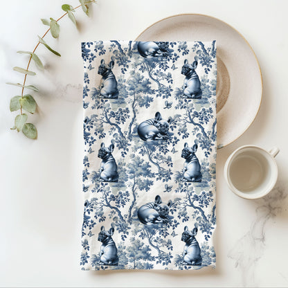 French Bulldog Cotton Tea Towels -Toile Pattern