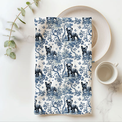 French Bulldog Cotton Tea Towels -Toile Pattern