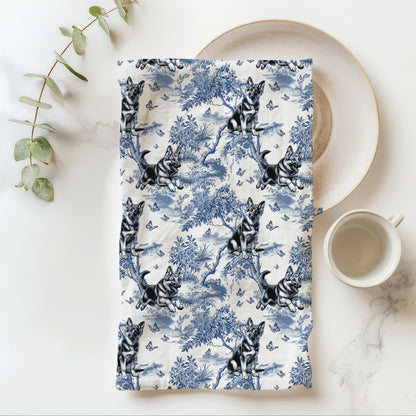 German Shepherd Cotton Tea Towels -Toile Pattern