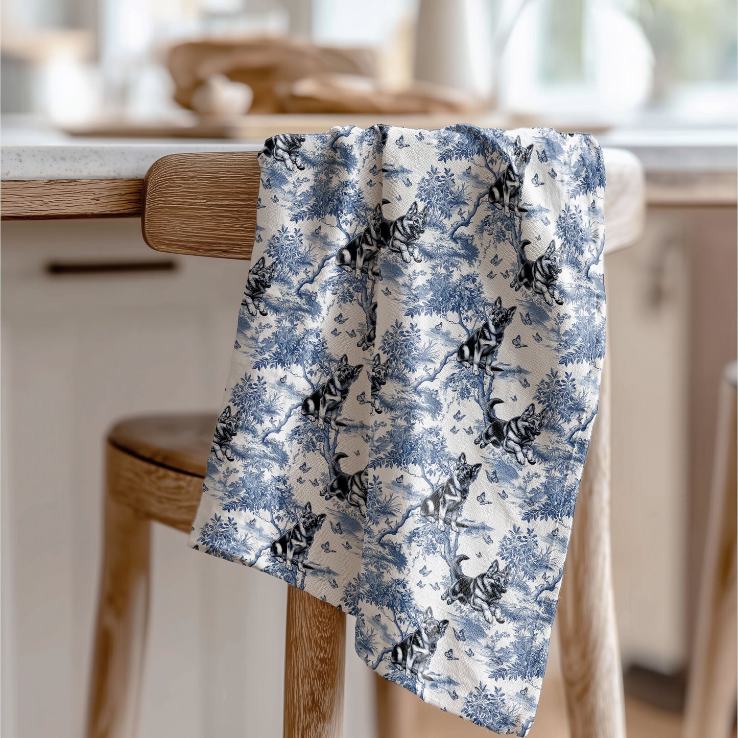 German Shepherd Cotton Tea Towels -Toile Pattern