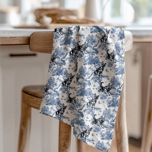 German Shepherd Cotton Tea Towels -Toile Pattern