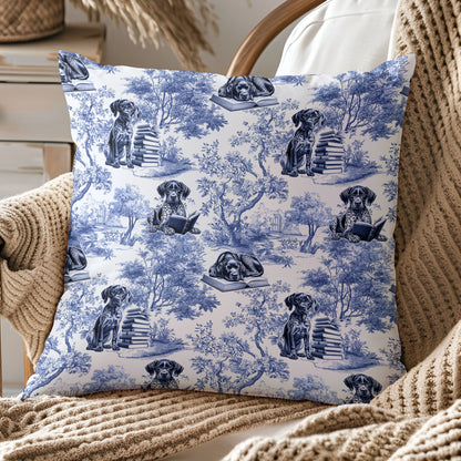 German Shorthaired Pointer Pillow - Toile Reading