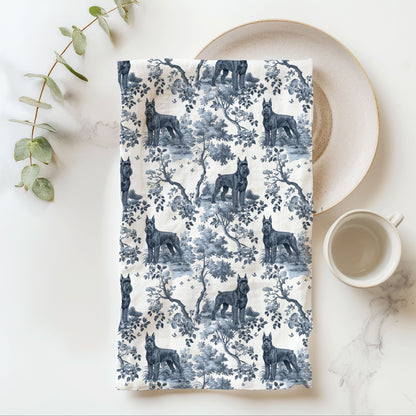 Giant Schnauzer Cotton Tea Towels - Toile Pattern