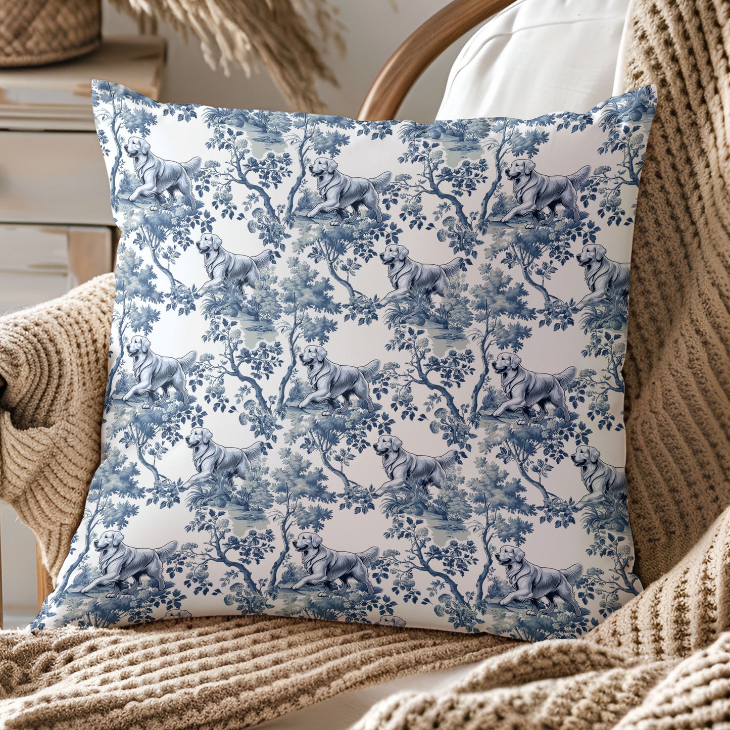 Golden Retriever Pillow Cover - Toile