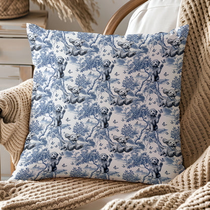 Goldendoodle Pillow Cover - Blue Toile Pattern