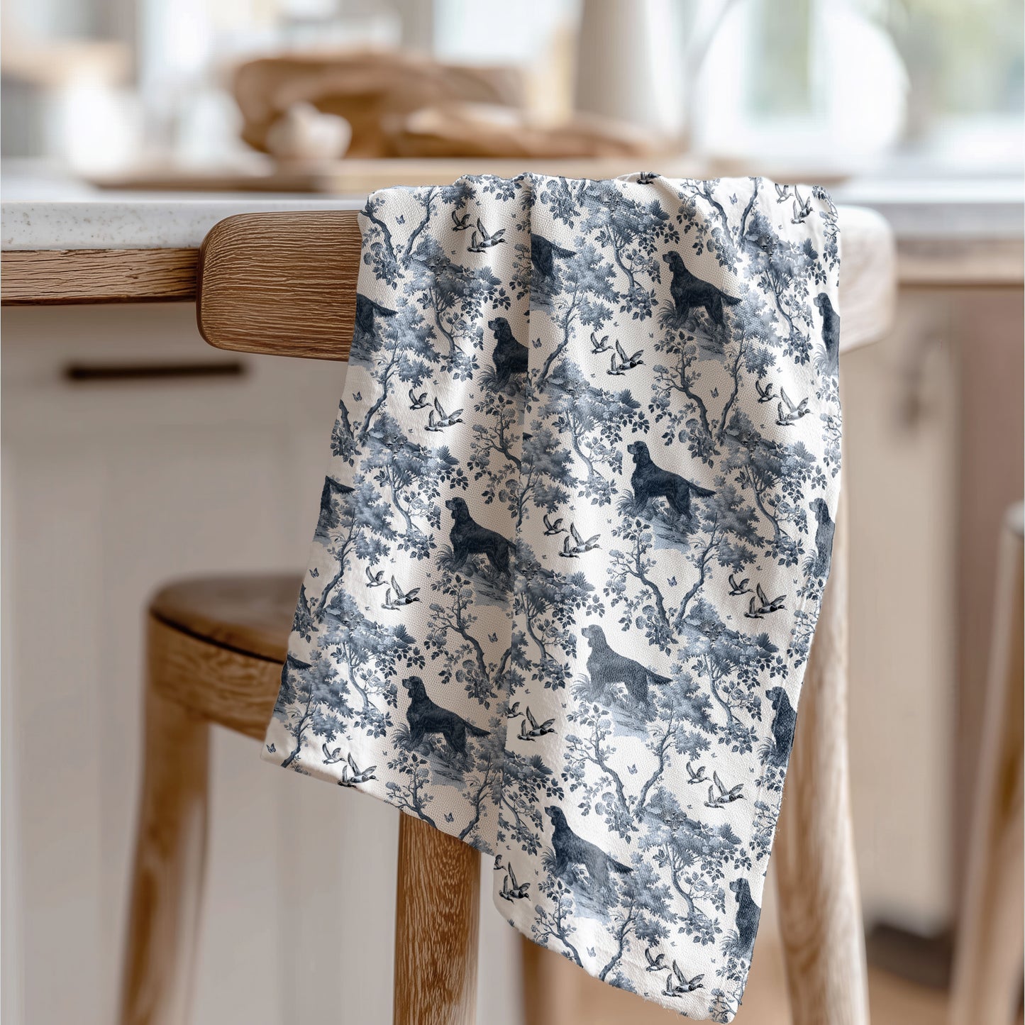Gordon Setter Cotton Tea Towels - Toile Pattern