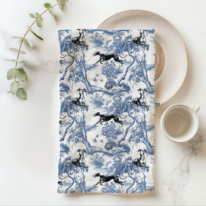 Greyhound Cotton Tea Towels - Toile Pattern