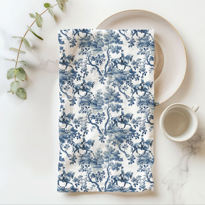 Horse Dressage Cotton Tea Towels - Toile Pattern