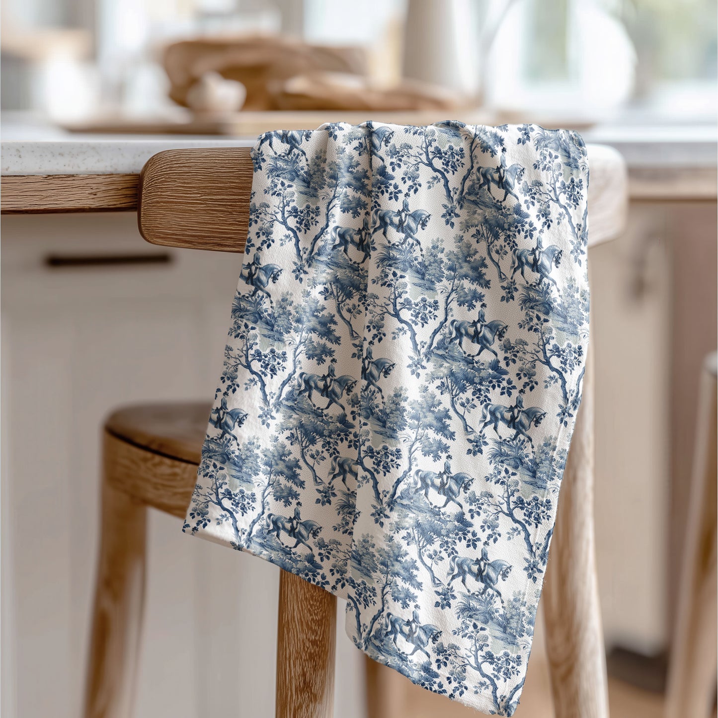 Horse Dressage Cotton Tea Towels - Toile Pattern