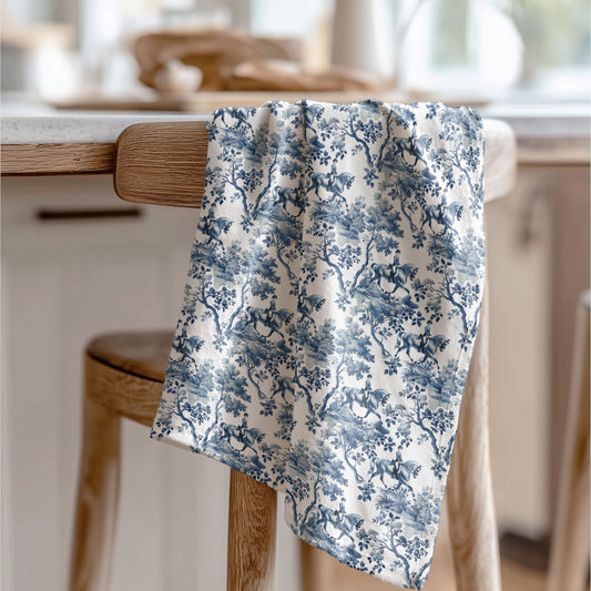 Horse Dressage Cotton Tea Towels - Toile Pattern