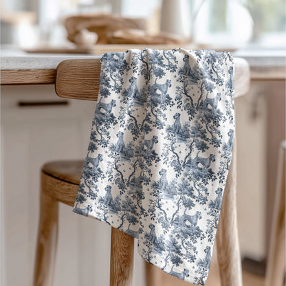Irish Terrier Cotton Tea Towels -Toile Pattern