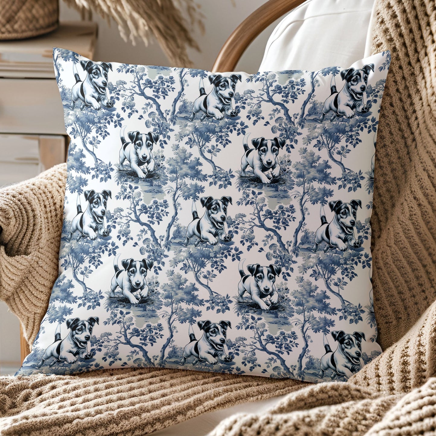 Jack Russell Terrier Pillow Cover - Toile