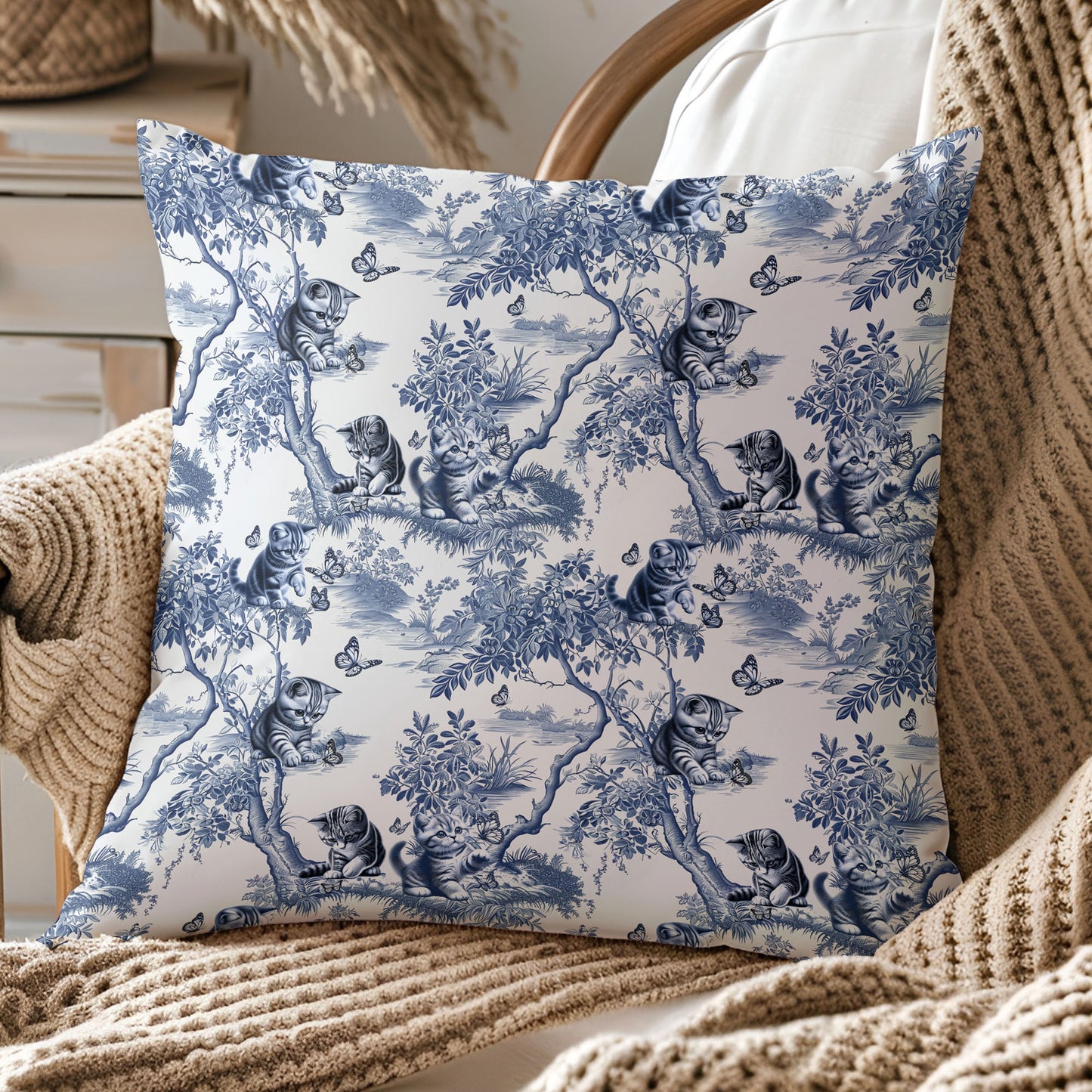 Cat Pillow Cover - Toile