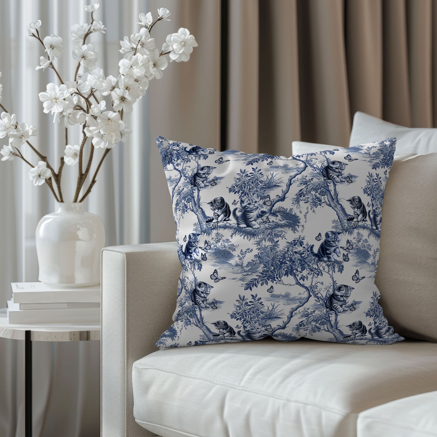 Cat Pillow Cover - Toile