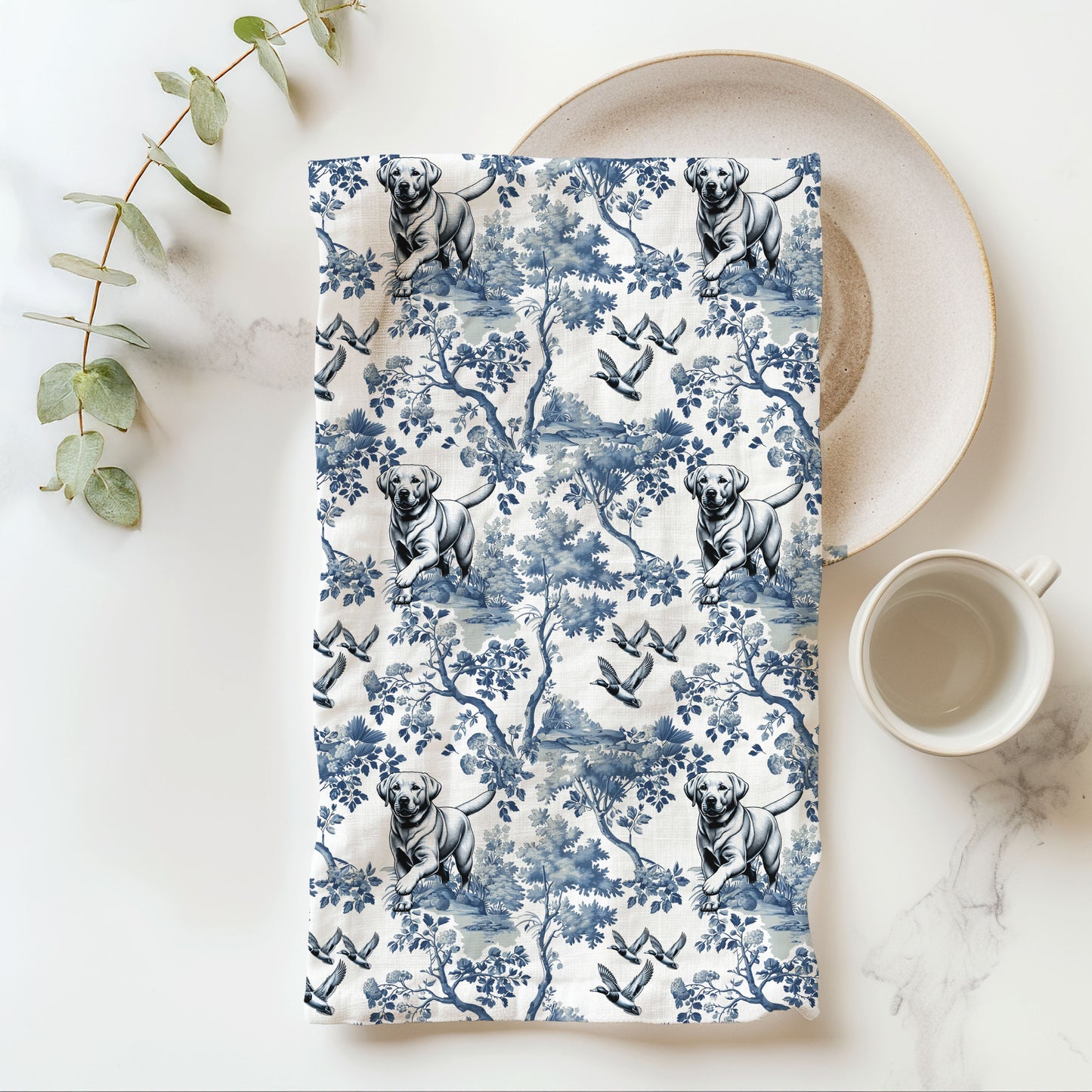 Labrador Retriever Cotton Tea Towels -Toile Pattern