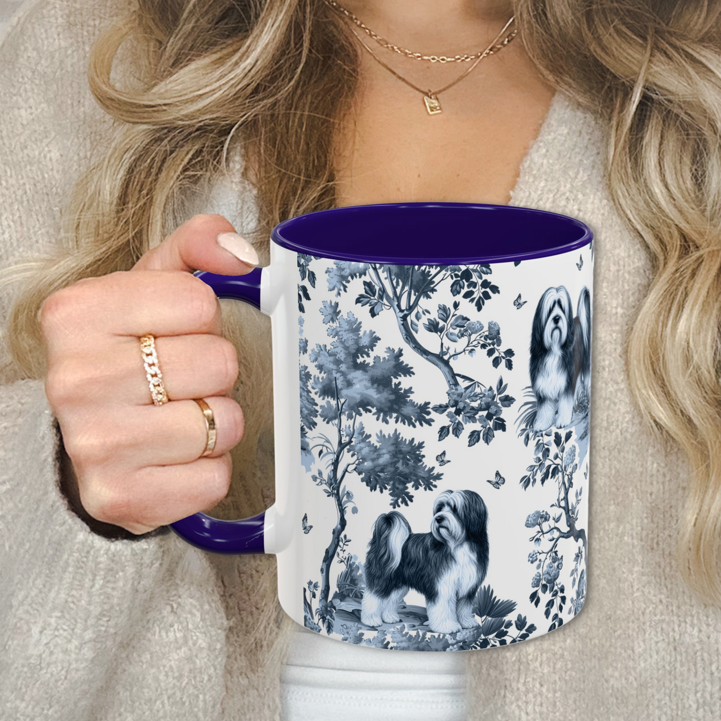 Tibetan Terrier Mug - Toile Pattern