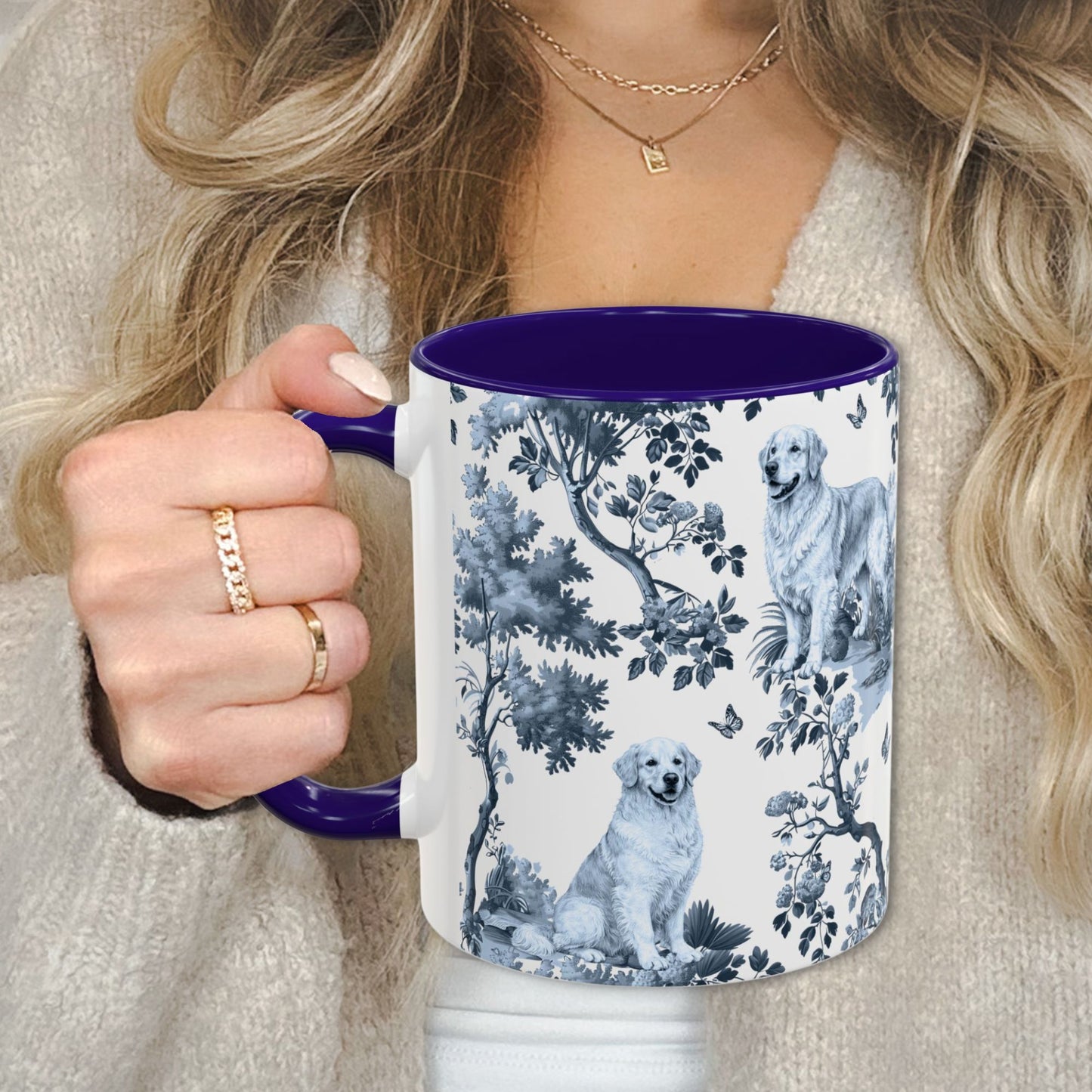 Golden Retriever Mug - Toile Pattern