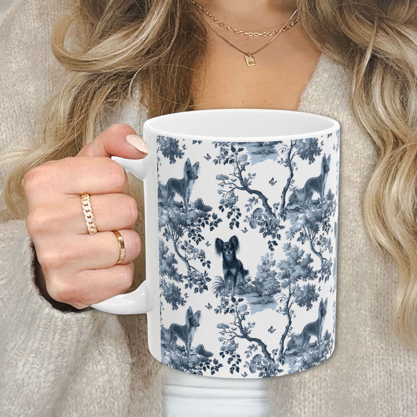 Russian Toy Mug - Blue Toile Pattern