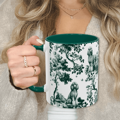 Standard Poodle Mug - Dark Green Mug Toile Pattern