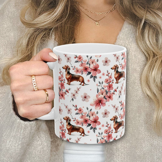 Dachshund Mug - Cherry Blossom