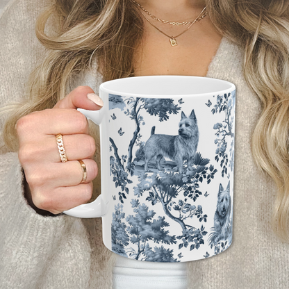 Australian Terrier Mug - Blue Toile Pattern