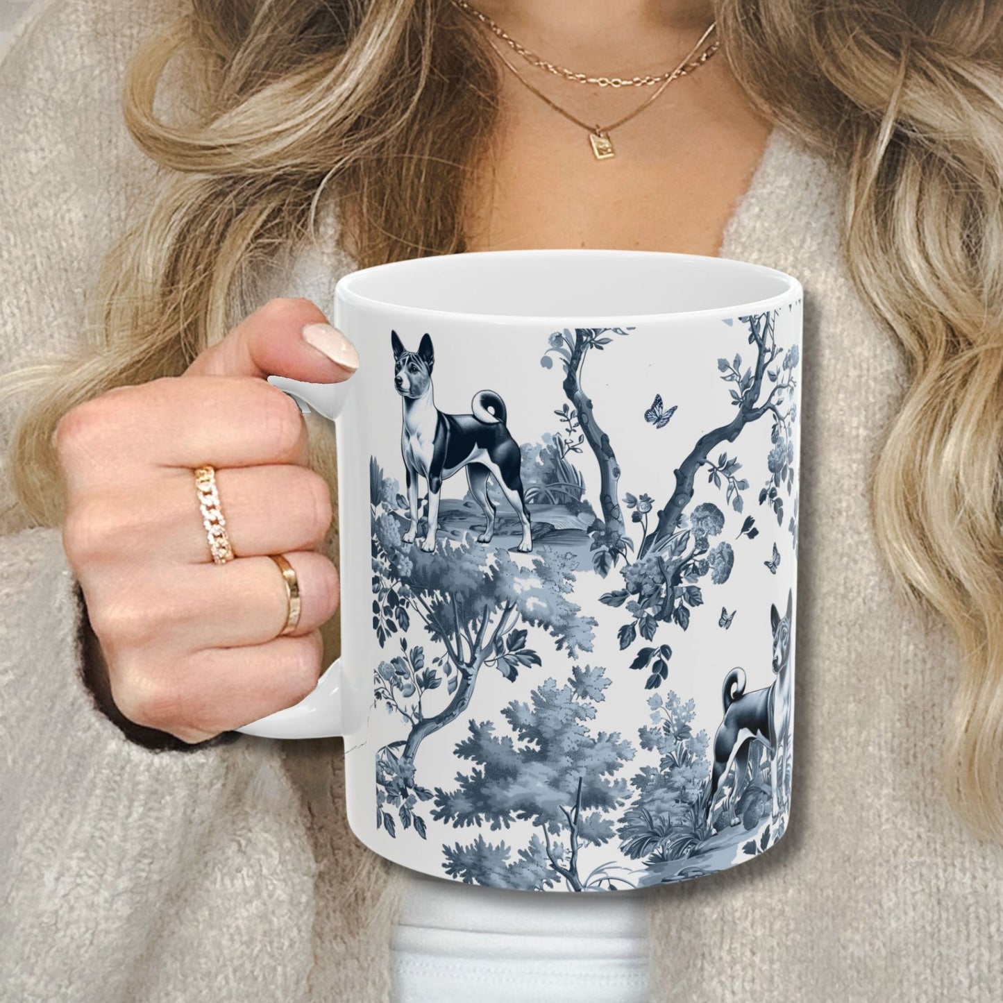 Basenji Mug - Toile Pattern