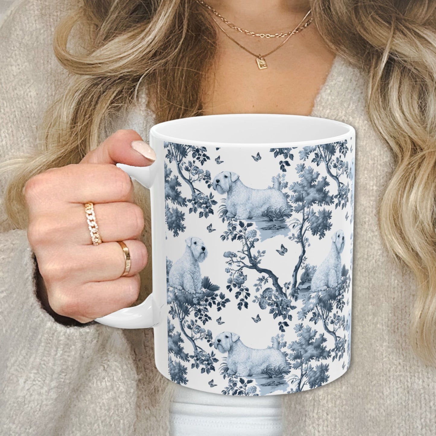 Sealyham Terrier Mug - Blue Toile Pattern