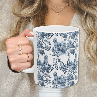Standard Poodle Mug - Blue Toile Pattern
