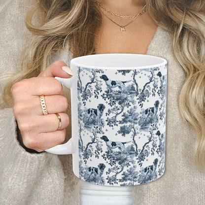 Small Munsterlander Mug - Blue Toile Pattern
