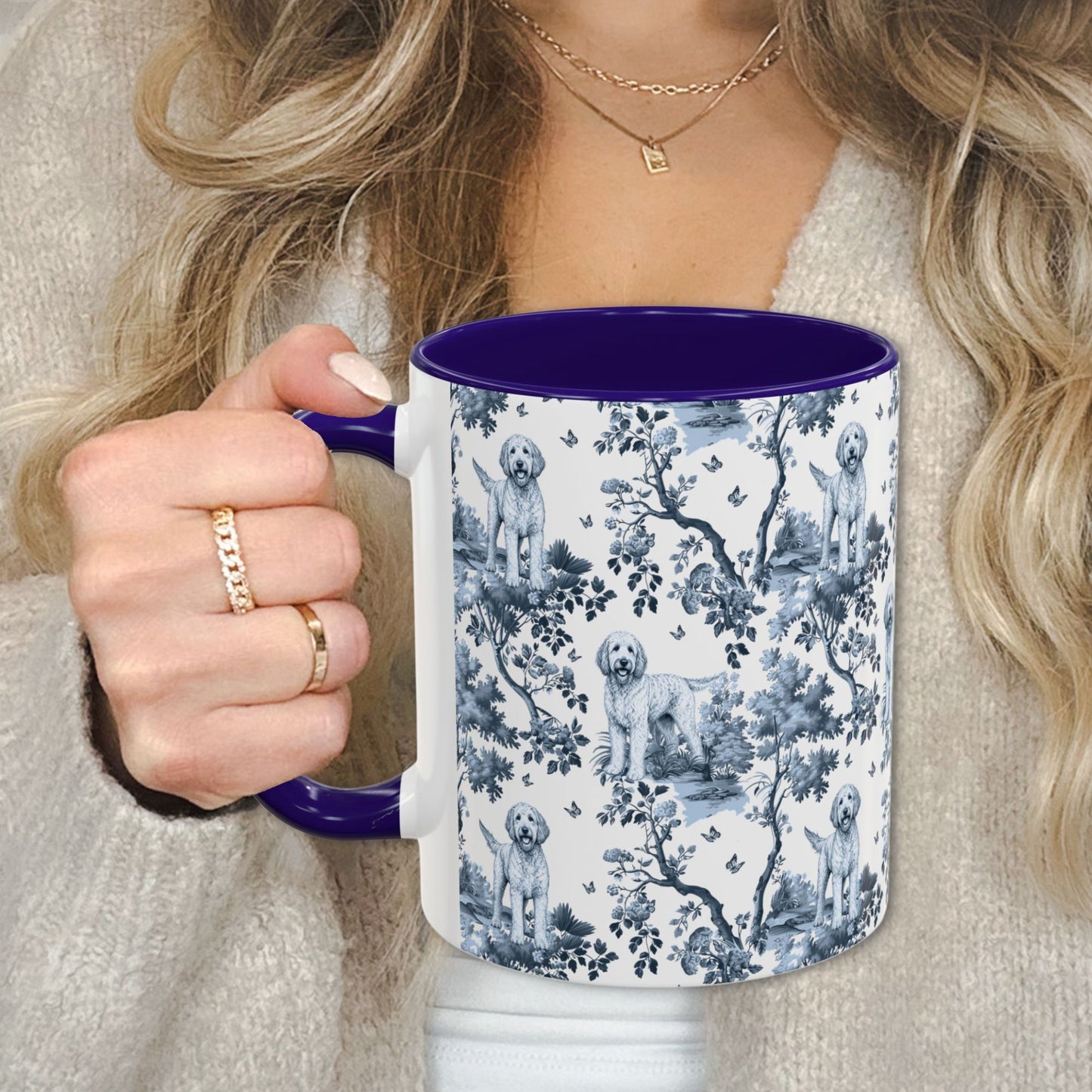 Labradoodle Mug - Toile Pattern