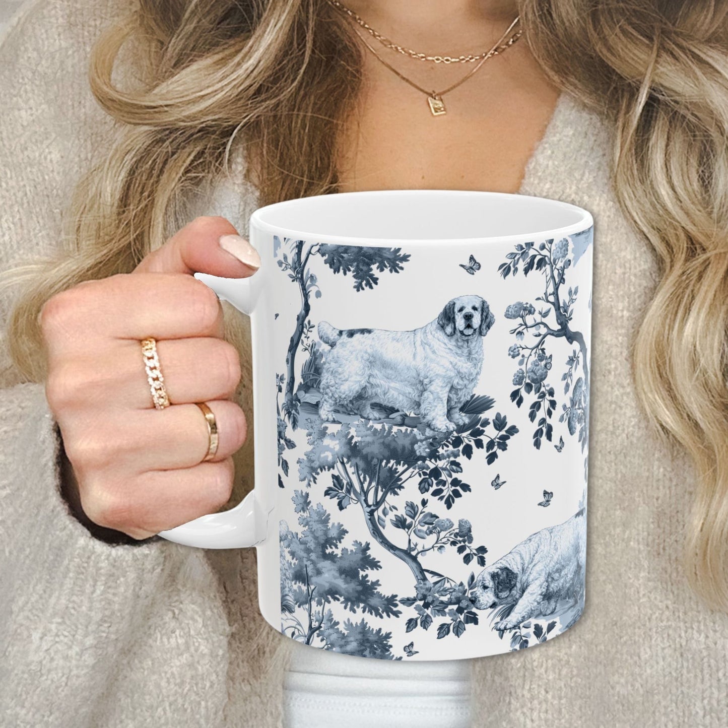 Clumber Spaniel Mug - Toile Pattern