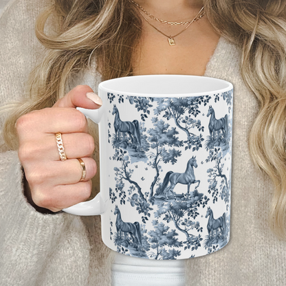 Saddlebred Horse Mug - Blue Toile Pattern