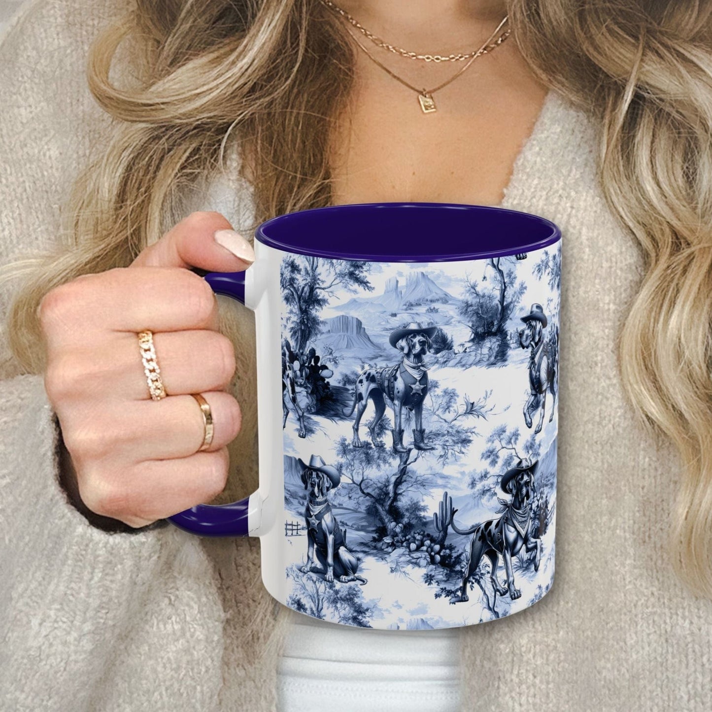 Great Dane Toile Mug - Western Cowboy