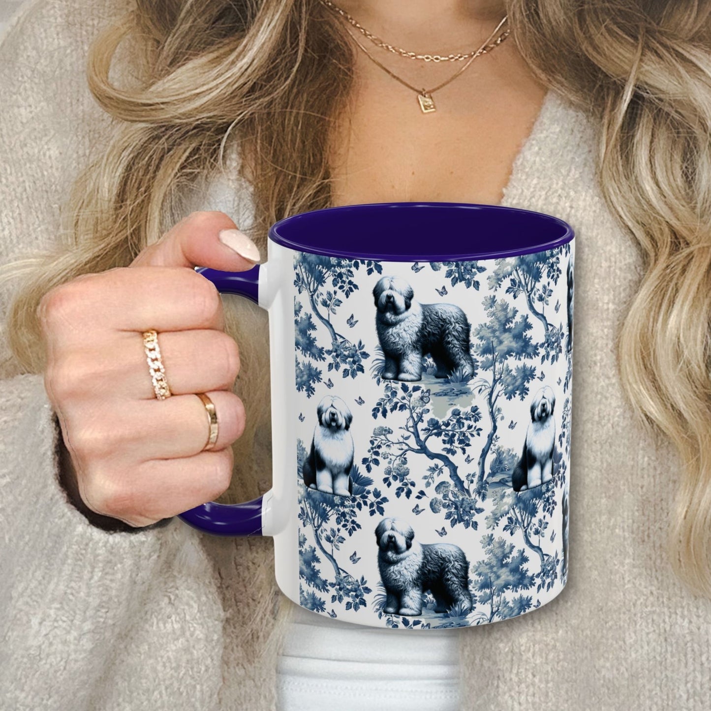 Old English Sheepdog Mug - Toile Pattern