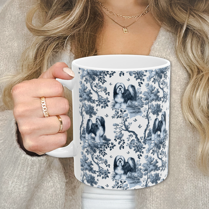 Tibetan Terrier Mug - Blue Toile Pattern