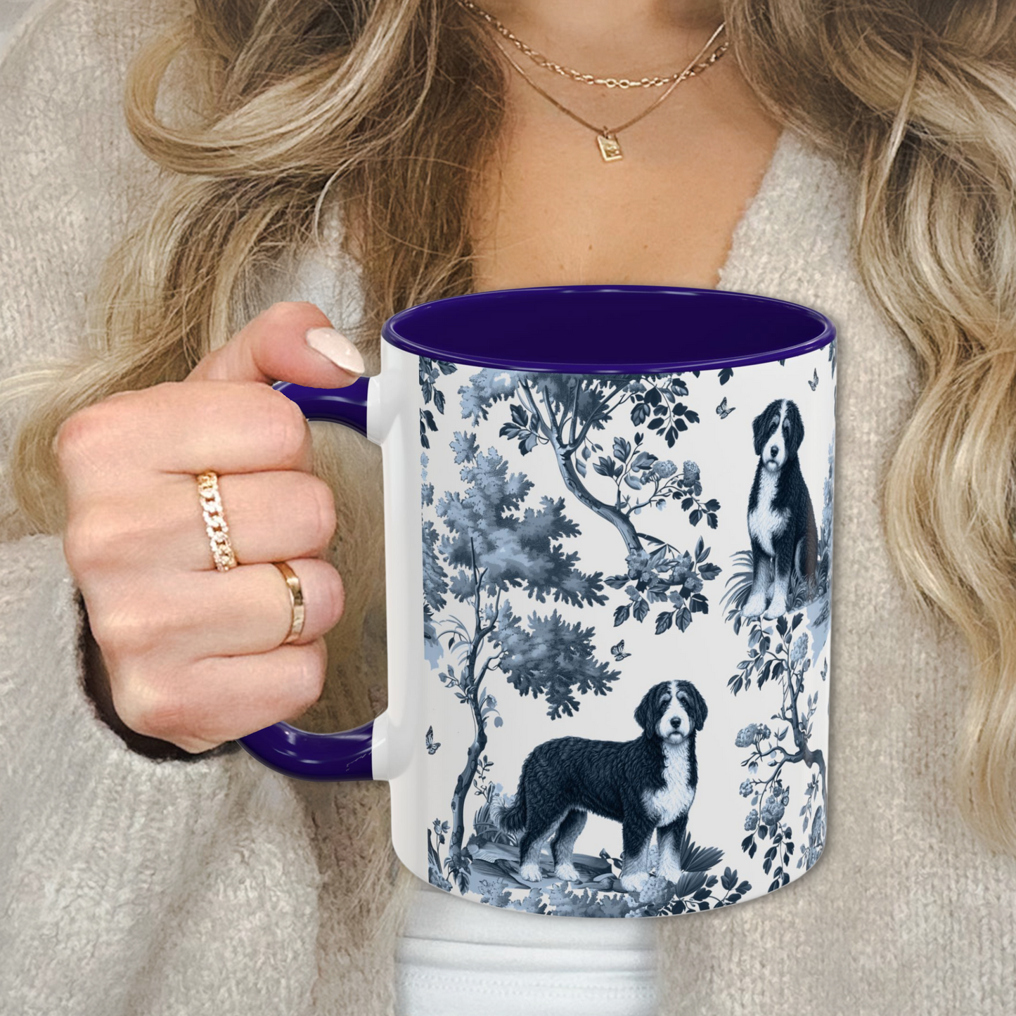 Bernedoodle Mug - Toile Pattern