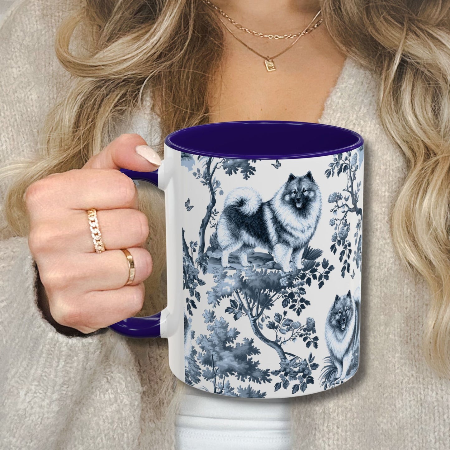 Keeshond Mug - Toile Pattern