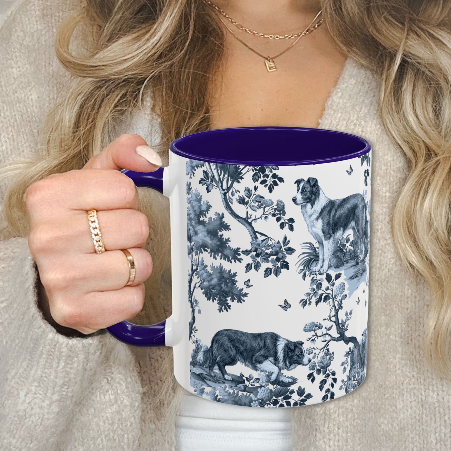 Border Collie Mug - Toile Pattern