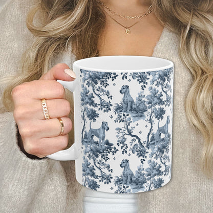Irish Terrier Mug - Blue Toile Pattern