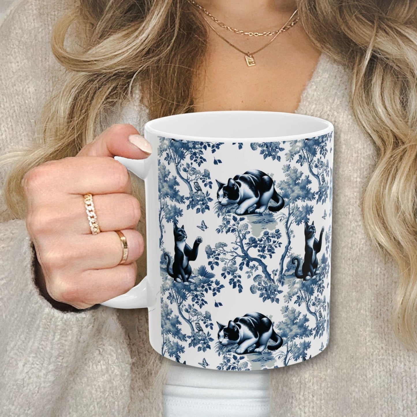 Tuxedo Cat Mug Toile