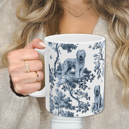 Briard Mug - Blue Toile Pattern
