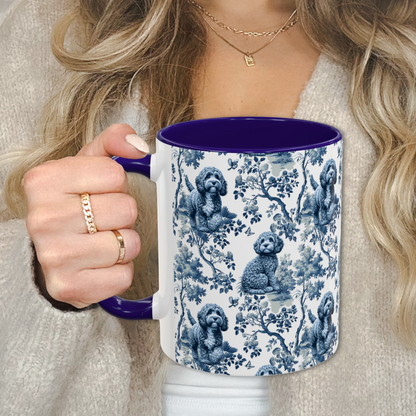 Cavapoo Mug · Garden Toile · Navy Handle
