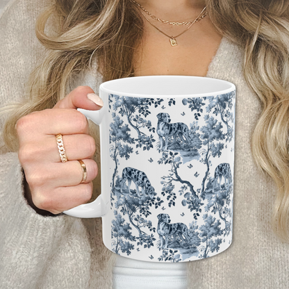 Catahoula Leopard Dog  Mug - Blue Toile Pattern