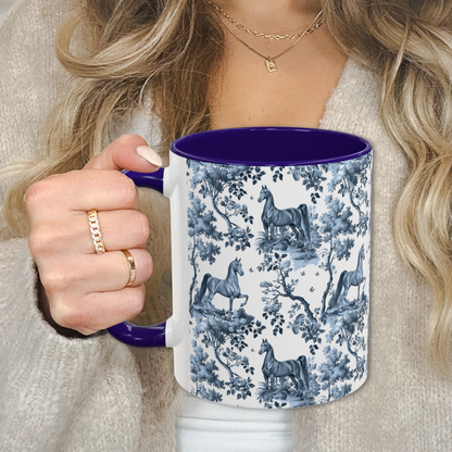 Saddlebred Horse Mug - Blue Toile Pattern
