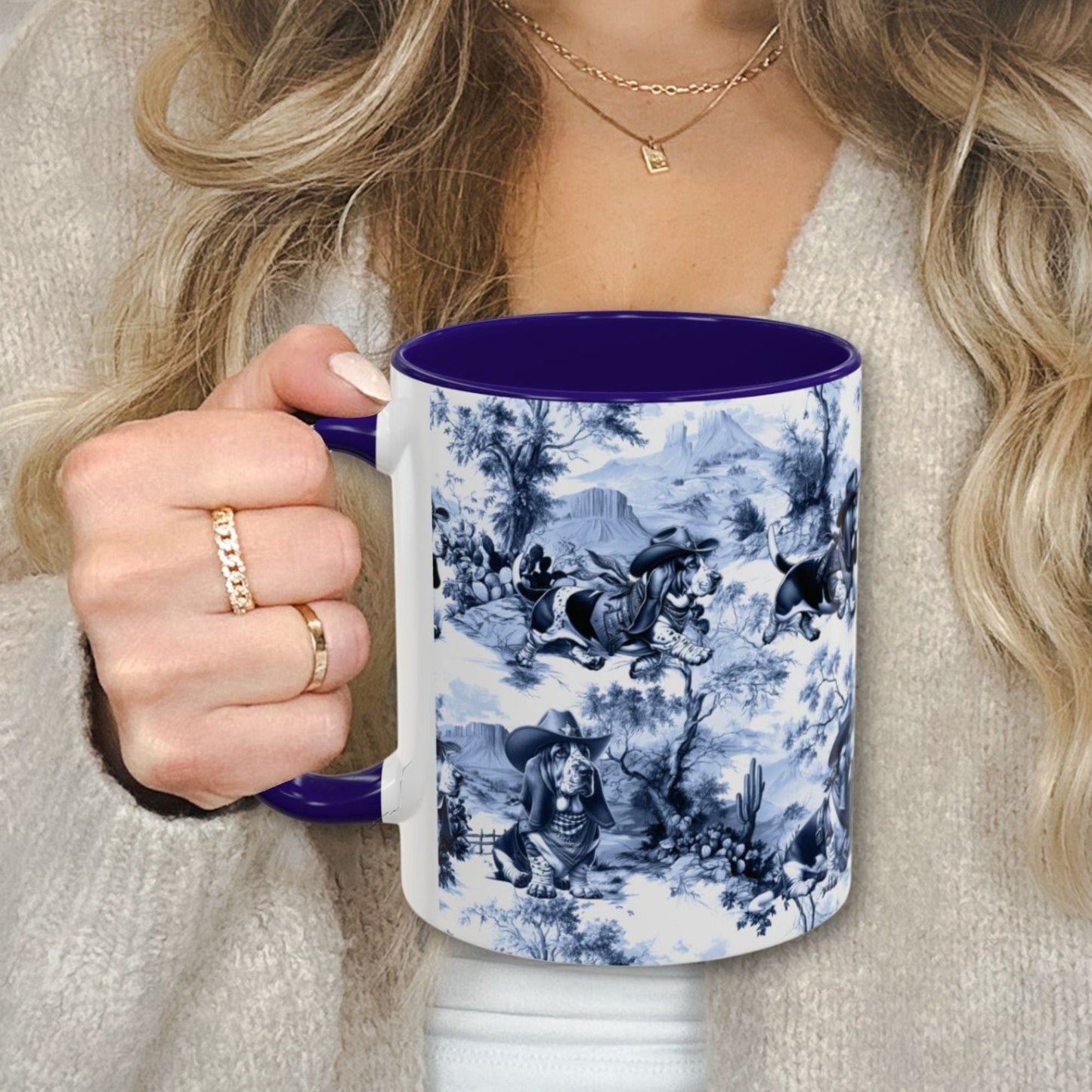 Basset Hound Toile Mug - Western Cowboy