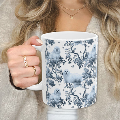 Coton de Tulear Mug - Blue Toile Pattern