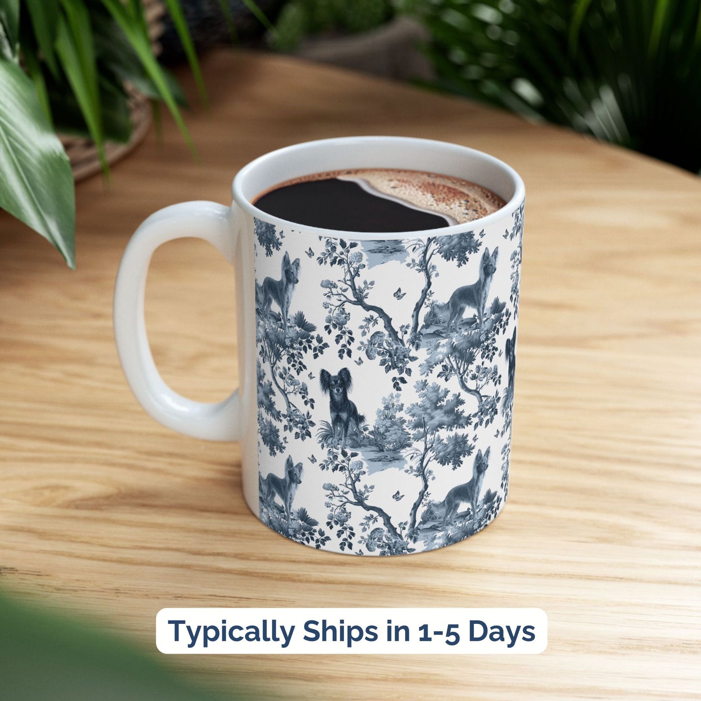 Russian Toy Mug - Blue Toile Pattern