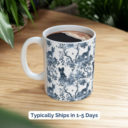 Russian Toy Mug - Blue Toile Pattern